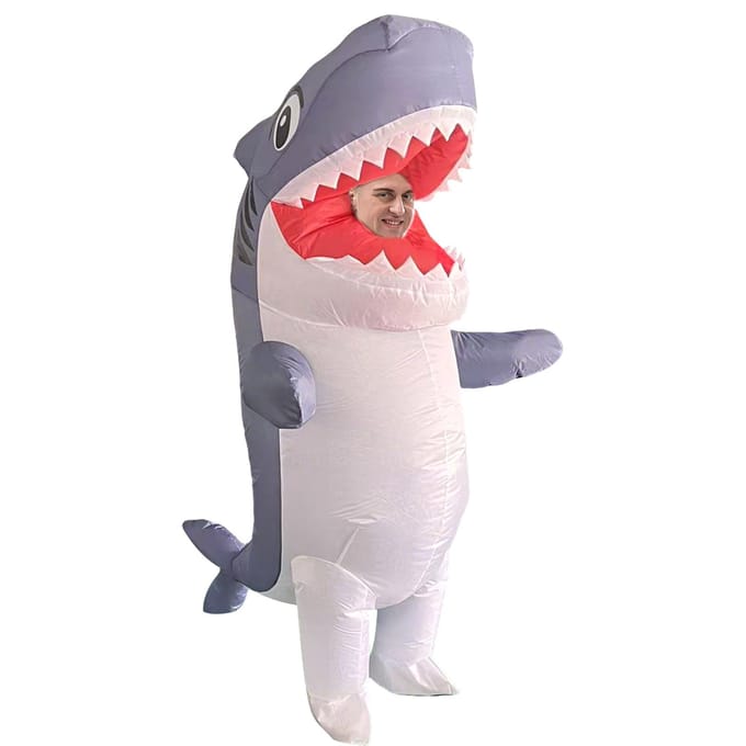 Costume gonflable de requin gras gris, adulte 150-190cm gris