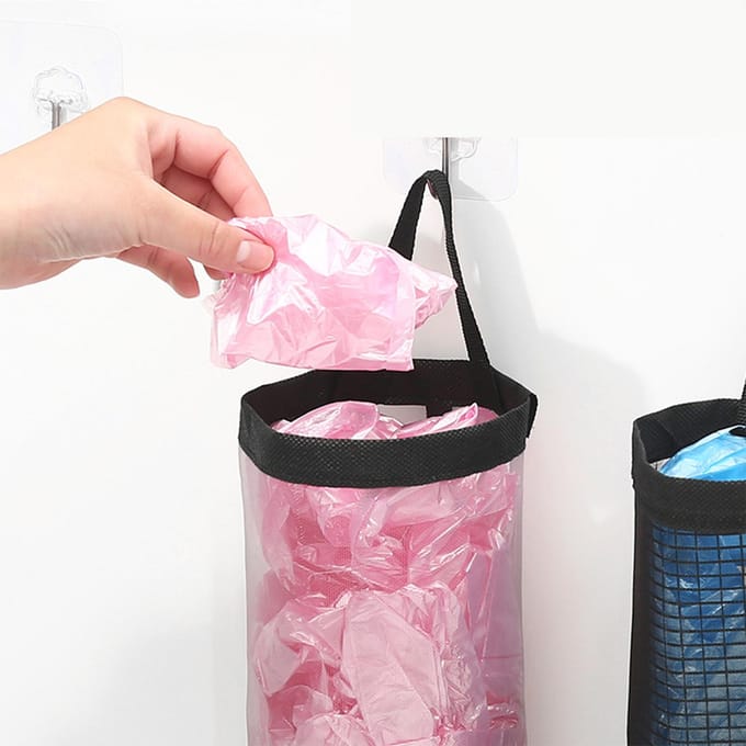 Plastic Zakhouder Boodschappentas Organizer Multifunctioneel Ruimtebesparend Hangend Grote Boodschappentas white