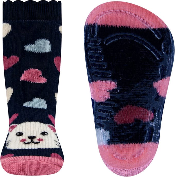 Ewers antislip sokken blauw met poesjes