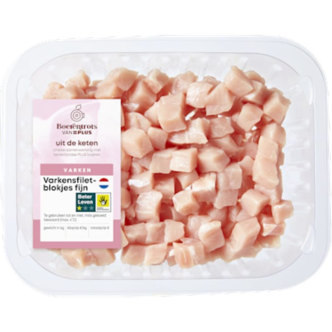 Varkensfiletblokjes fijn