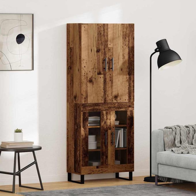 vidaXL - Highboard - 2 - st - Oud - Hout - 69,5 - x - 34 - x - 180 - cm