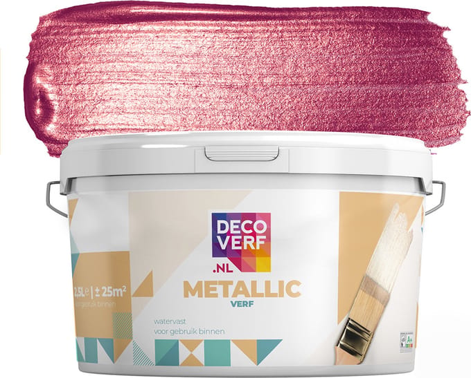 Decoverf metallic verf zuurstokroze, 2.5L