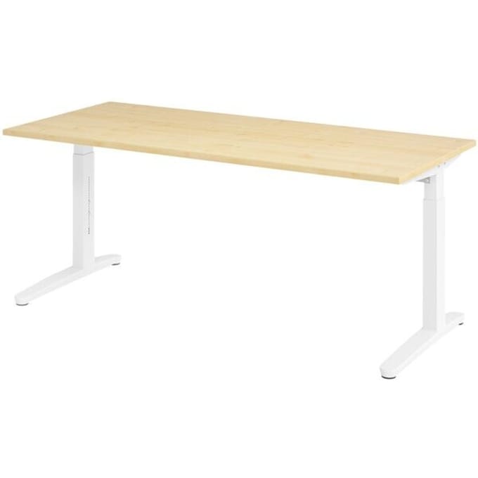 Bureau in hoogte verstelbaar (handmatig) »Alicante« 180 cm onderstel wit, slede