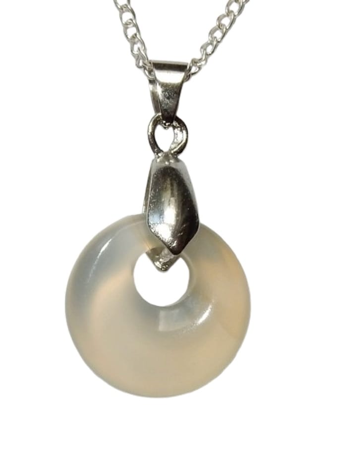 Agaat Mini Donut Hanger Verzilverd