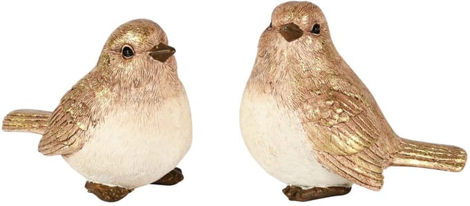 Dekoratief | Vogeltje 'Pierre', resina, 9x6x8cm, set van 2 stuks | A255700