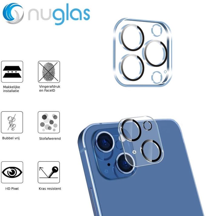 NuGlas Camera Lens Protector Voor iPhone 15 / 15 Plus - Beschermglas iPhone - Tempered Glass