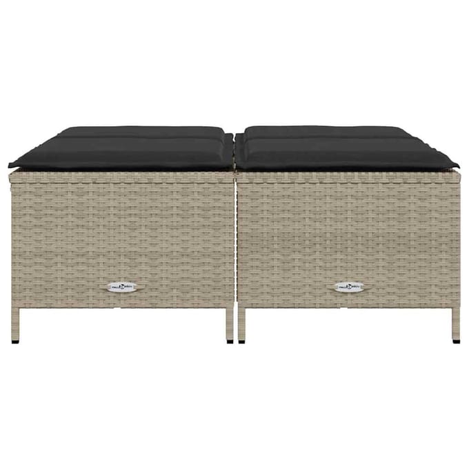 vidaXL - Tuinkrukken - met - kussens - 4 - st - poly - rattan - lichtgrijs