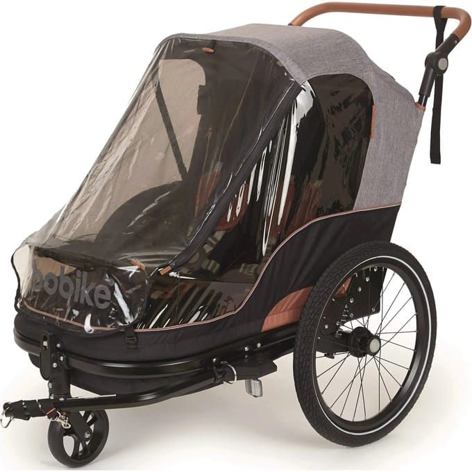Bobike 2-in-1 fietskar en wandelwagen - zwart/bruin