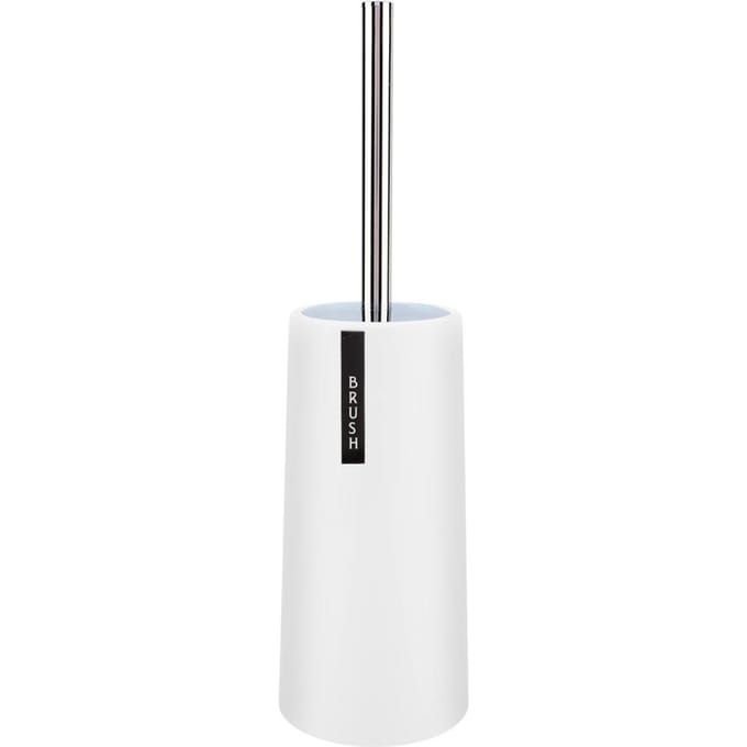 Toiletborstel met Houder Zware Roestvrij Staal Verbeterde Handgreep Schrobber Reiniger Set(Wit) wit