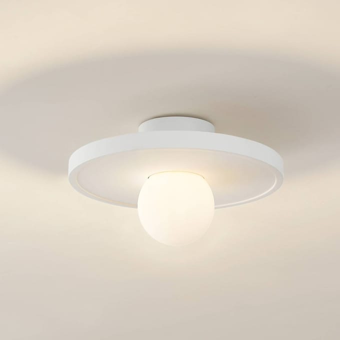 Lindby - wandlamp - 1licht - Gips, glas - H: 15.5 cm - E27 - wit
