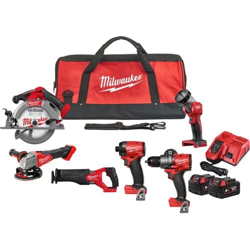 Milwaukee M18 FPP6G3-502B combopack 18V 2x 5.0 Ah accu