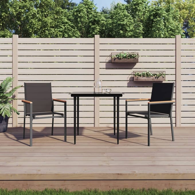 vidaXL - Tuinstoelen - 2 - st - 55x61,5x90 - cm - textileen - en - staal - zwart