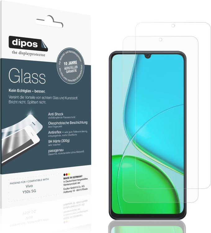dipos – 2x Matte Pantserfolie geschikt voor Vivo Y50s 5G | 9H Screenprotector