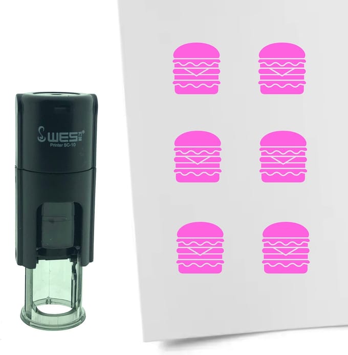 CombiCraft Stempel Dubbele Hamburger 10mm rond - roze inkt
