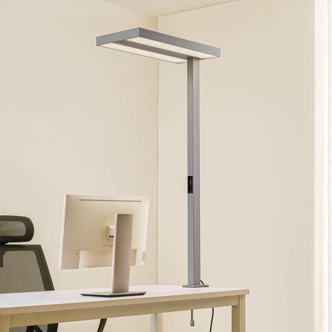 Arcchio LED klemlamp voor kantoor Logan, zilver, dimbaar, sensor