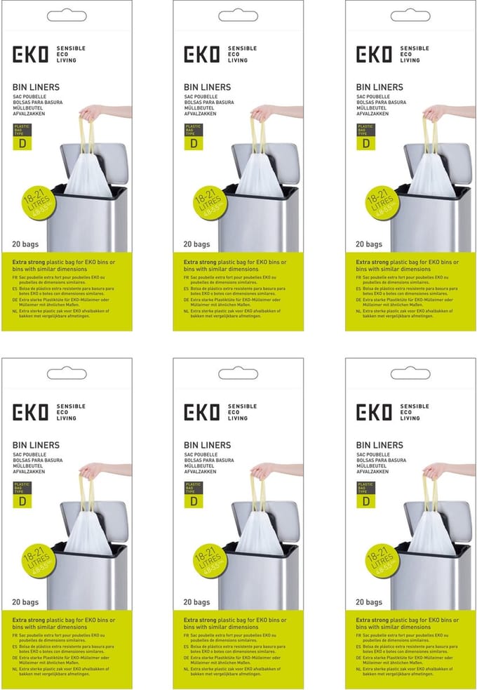 EKO - Afvalzakken 18-21 ltr (D) (6x20 stuks) - - wit - Afvalzak