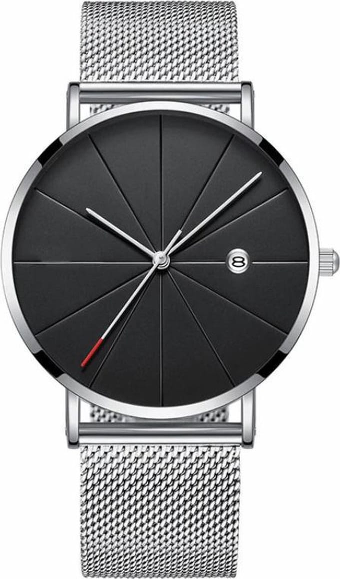 Fako - Horloge - Mesh - Chicago - 40mm - Zilver/Zwart