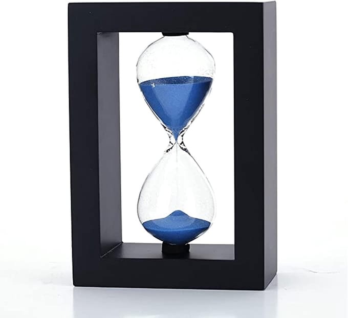 Zandloper - Zandtimer - Tijd Meten - Houten Frame - 15 Minuten - Blauw