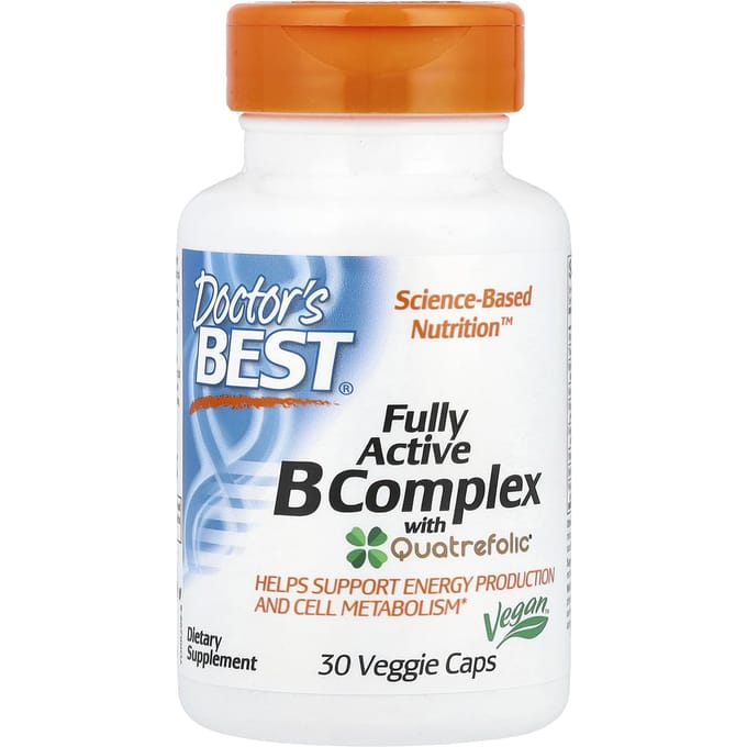 Doctor's Best, Complexe de Vitamines B Entièrement Actif avec Quatrefolic, 30 Capsules Végétales