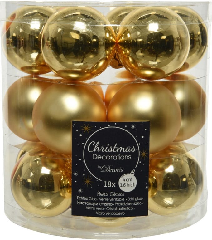 Decoris Kleine kerstballen - 18x st - goud - D4 cm - glas - kerstversiering