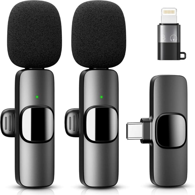 GELLDG Microfoon - Draadloze lavaliermicrofoon - Compatibel met iPhone en Android-pc's - Minimicrofoon - Perfect voor livestreaming, video-opnames, interviews, YouTube, TikTok en vlogs