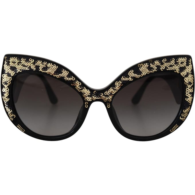 Dolce & Gabbana Zwart Goud Sequins Vlinder Gepolariseerde DG4326 Dames Zonnebril