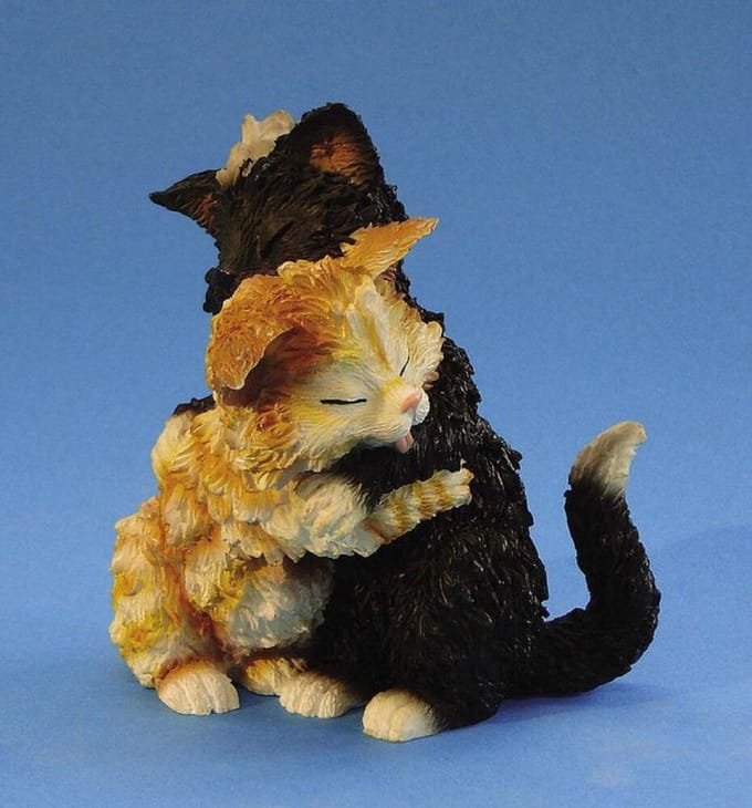 Kattenbeeldje - De likkende katten - Paolo & Amalia - Parastone - 6 cm