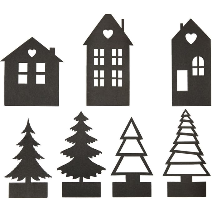 Papieren lapjes "Huizen en bomen"
