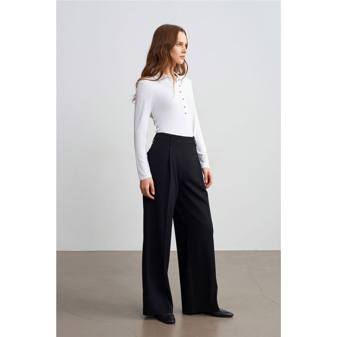 Vrouwen Hoge Taille Wijde Pijpen Crêpe Broek
