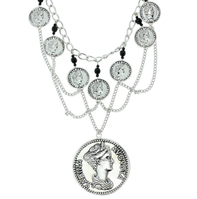Behave® - Ketting Zilverkleur - Munten - 42 cm (+8 cm verlengketting)