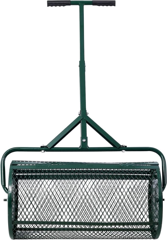 Compostverspreider Roller - Tuinverspreider - Gazon Onderhoud - Grote Trommel - 60 cm Breed - Zwart