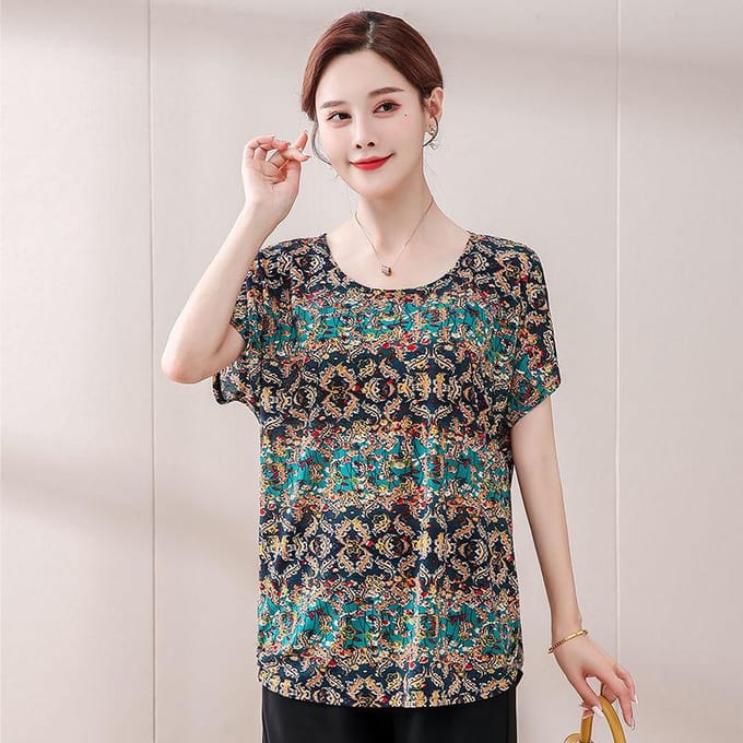 T-shirt à manches courtes pour femmes, imprimé cent, manches courtes, mode décontractée, hauts amples et respirants 3XL gray