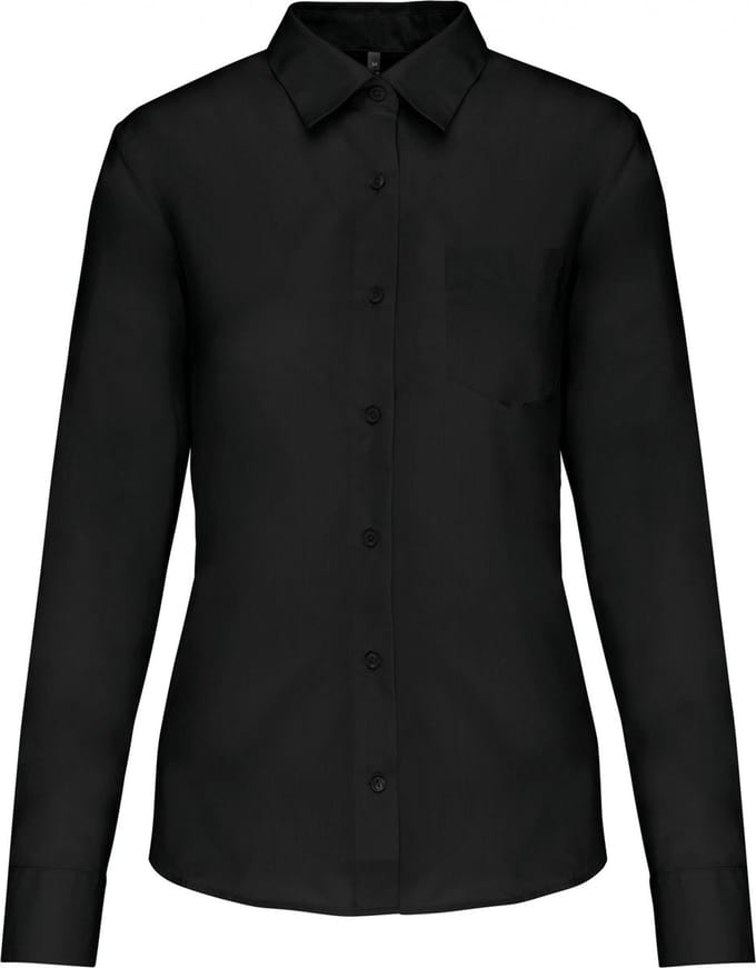 Kariban Overhemd in onderhoudsvriendelijk polykatoen-popeline dames K549 - Black - M