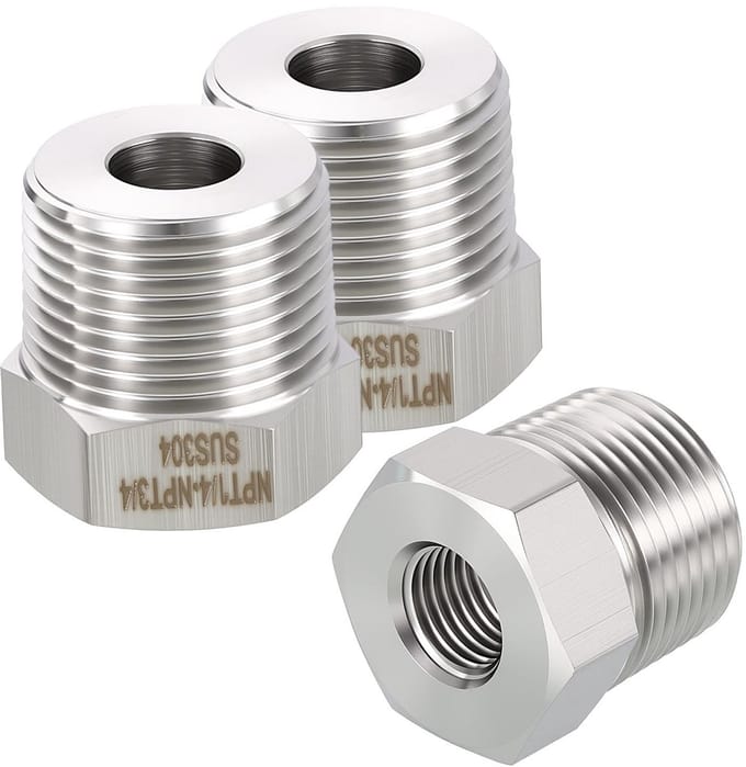 Dailygoods - Set van 3 Roestvrij Stalen Pijpadapters