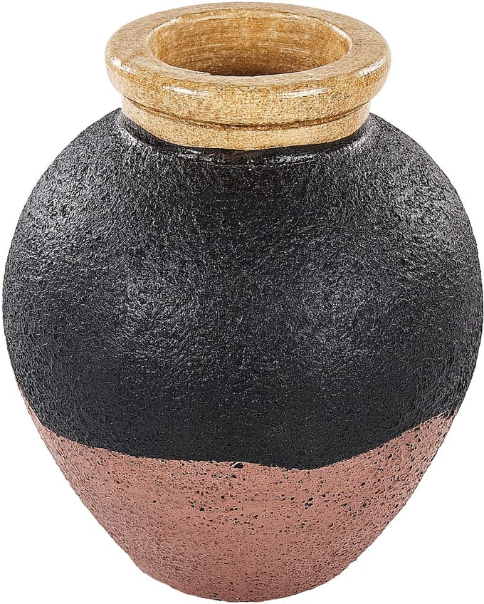 DAULIS - Decoratieve vaas - Zwart - Terracotta