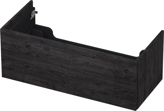 INK wastafelonderkast 1 lade greeploos push to open hout decor 100x45x38cm, houtskool eiken