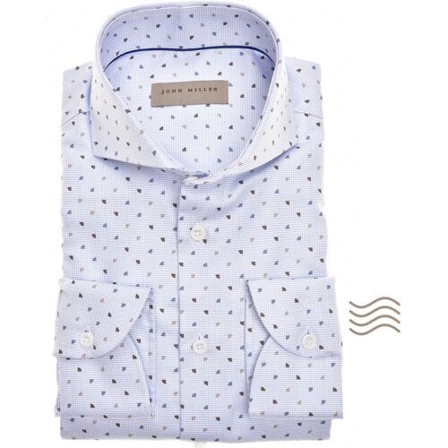 John Miller Overhemd Plain Weave Dot Tailored Fit Licht Blauw / male