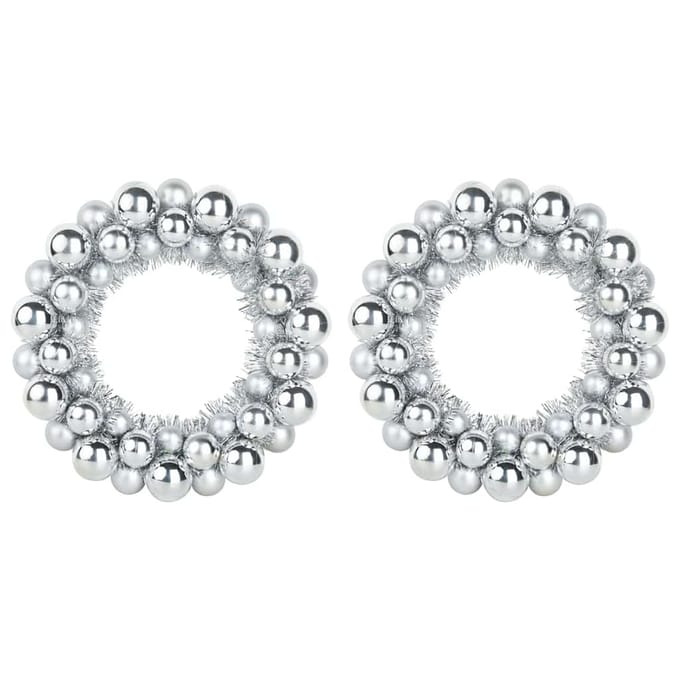 vidaXL - Kerstbal - Kransen - 2 - st - Zilver - 33 - x - 33 - x - 7 - cm - Polystyreen
