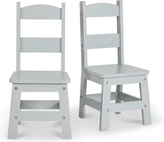 Melissa & Doug - Houten kinderstoel set van 2 - Grijs