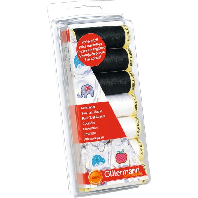 Gütermann naaigaren set all-purpose naaigaren "Zwart & wit"