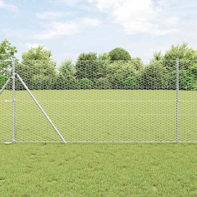 vidaXL Hexagon Hek Zilver 1,2 x 100 m Gegalvaniseerd staal