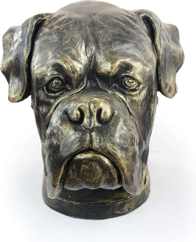 Urn hond voor hondenas - Duitse Boxer bust voor in de tuin