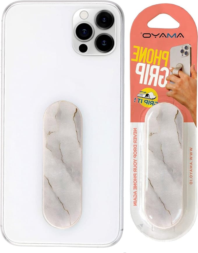 Slimme Smartphone Vingerhouder - Verstelbare Telefoon Grip Stand - Mobiele Ringhouder in Marmer Wit