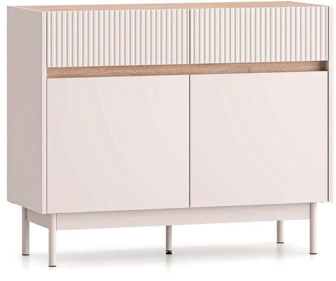 Selsey Dunea – Dressoir 2-deurs met 2 laden, Kasjmier grijs/eikenlook, 104 cm