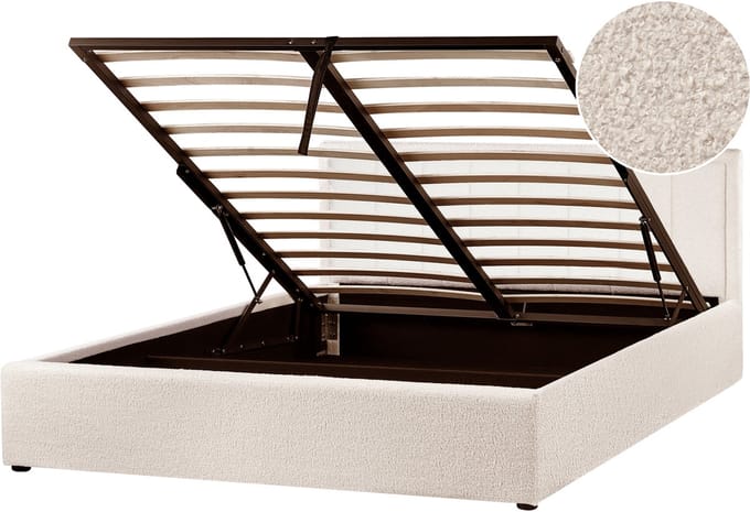 MONTLAUR - Bed met opbergruimte - Beige - 160 x 200 cm - Bouclé
