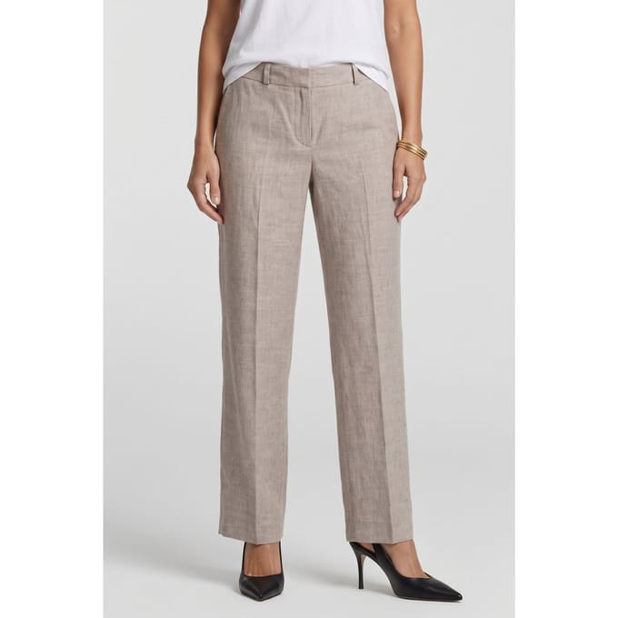 Brooks Brothers Front Trousers Linen Beige Größe: M | Stoffhosen Outlet | Damen | Braun