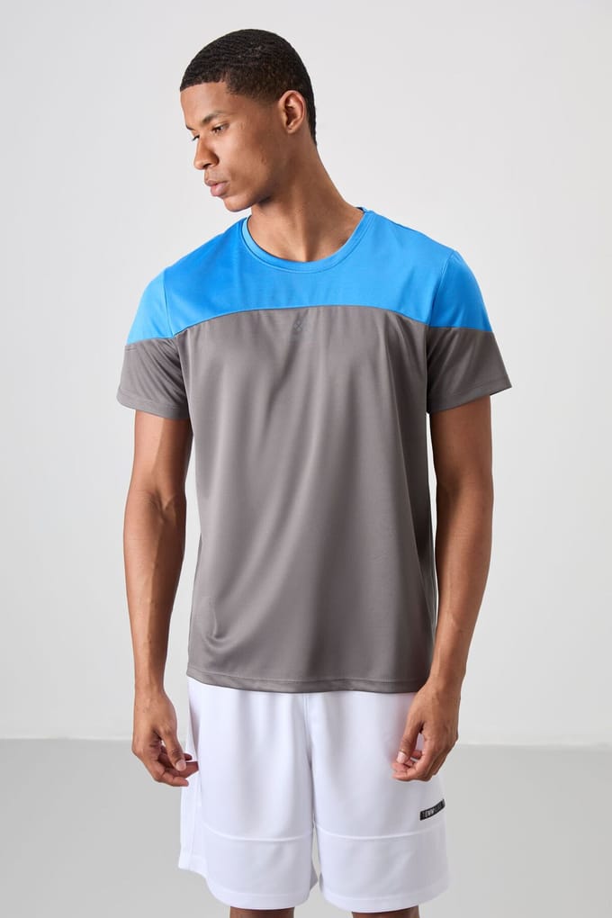 Heren T-shirt met kleurafwisseling en ronde hals