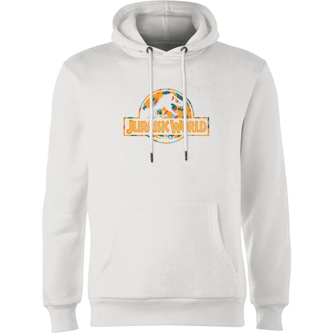 Jurassic Park Logo Tropical Hoodie - White - XXL