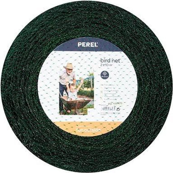 Perel Vogelnet, polyester, maaswijdte 2 cm², 2 x 10 m, groen