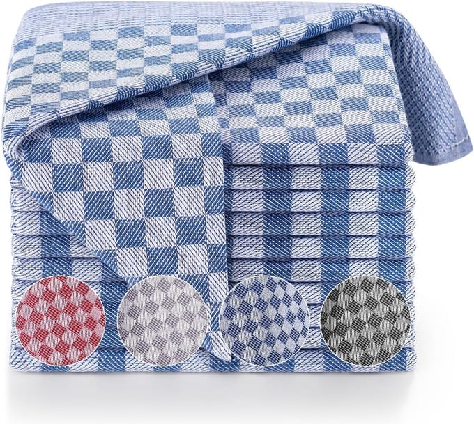 Set van 20 Theedoeken - Grijs Geruit - Hoogwaardige handdoekenset